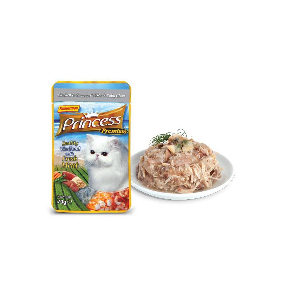 Princess Sachet 70 gr meat fillets for cats Chicken Tuna Mussels wet cat food