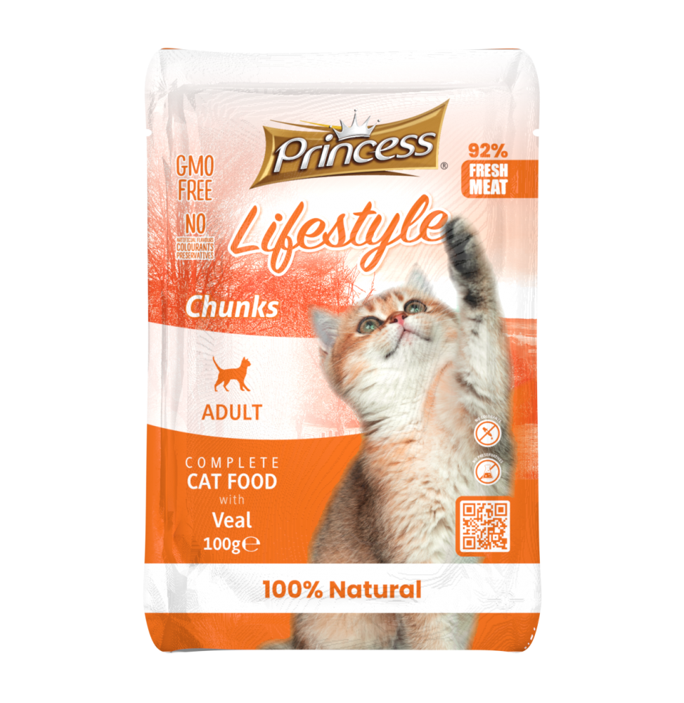 Princess Lifestyle Chunks Veal 100 gr wet cat food